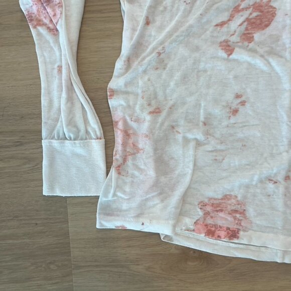 ** We The Free Womens Blouse White pink Space Dye Long Sleeve Scoop Neck M - Picture 2 of 8